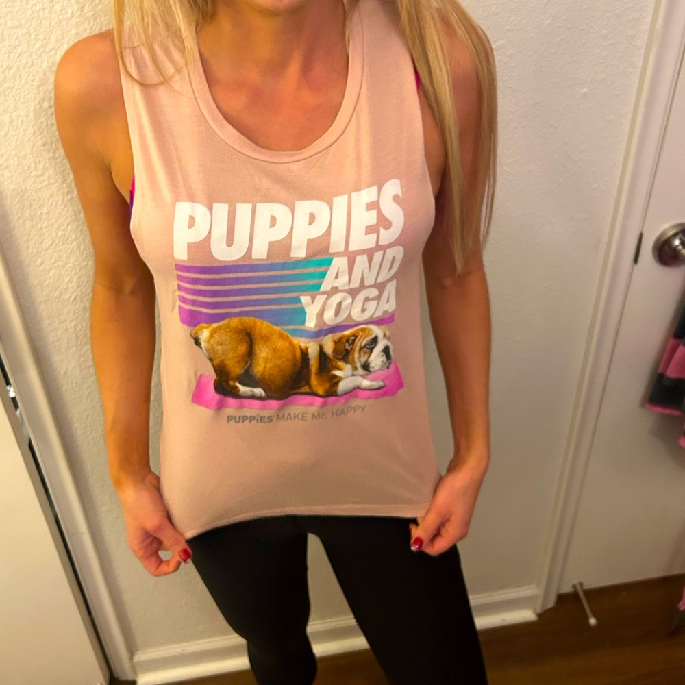 Puppies and yoga tank. Size small